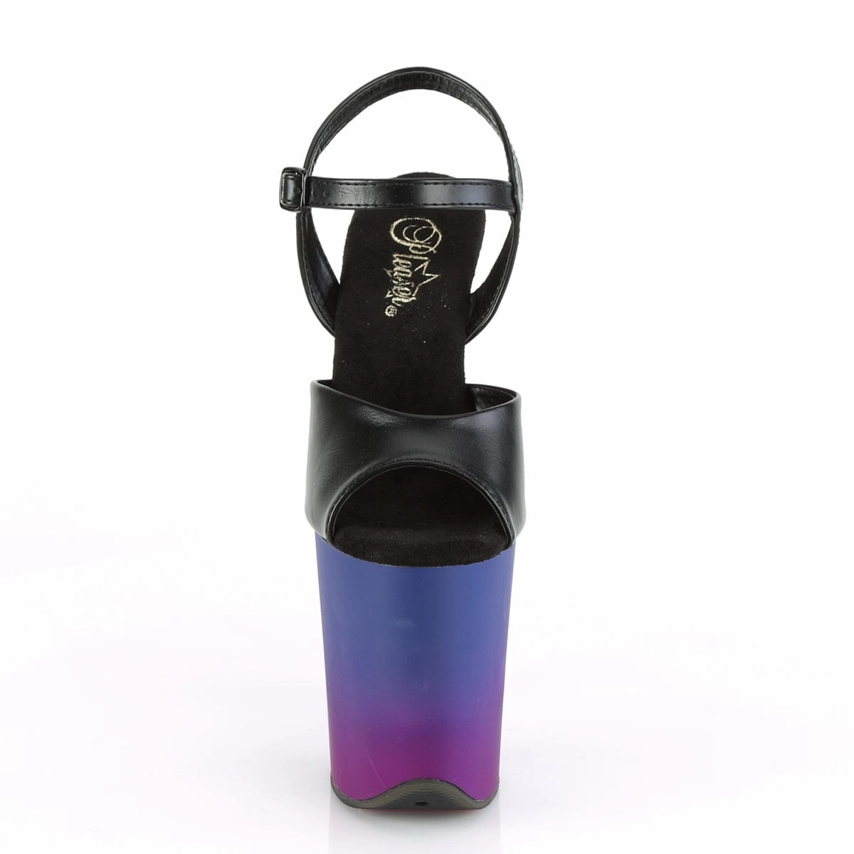 FLAMINGO-809BP Black Faux Leather/Blue-Purple Ombre Open Design All-Day Wear