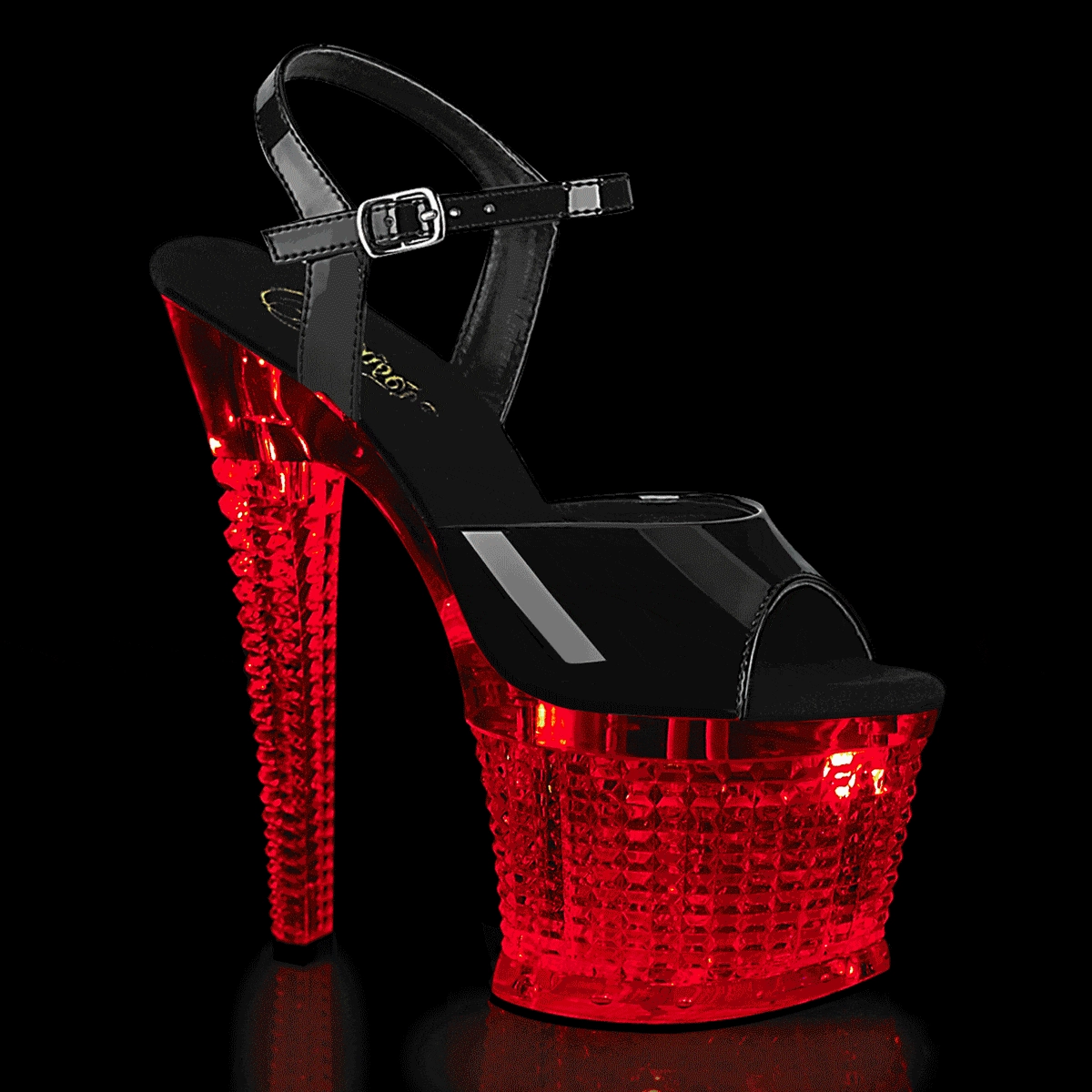 FLASHDANCE-709SPEC Black/Clear Light-Up Platform Heels Relaxed Summer Footwear Quick Dry Shoes
