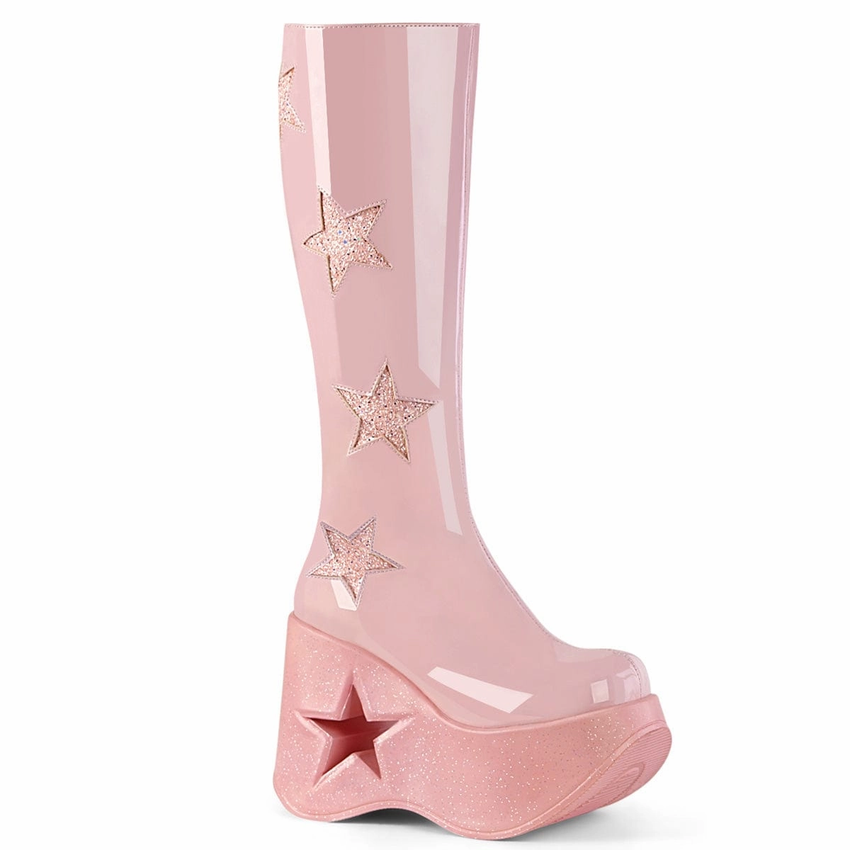 DYNAMITE-218 Baby Pink Patent -Baby Pink Multi Gliter High   Quality Daily Utility