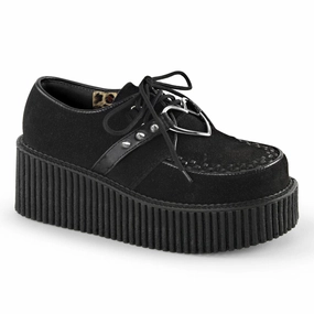 Korean Trend CREEPER-206 Black Vegan Suede-Vegan Leather