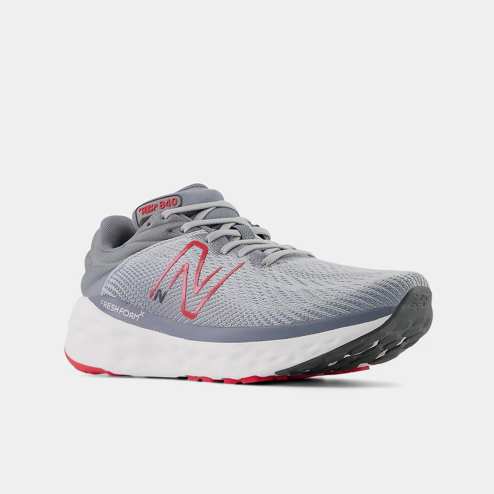 Leather Upper Secure Fresh Foam X 840v1 - Aluminum Grey with True Red