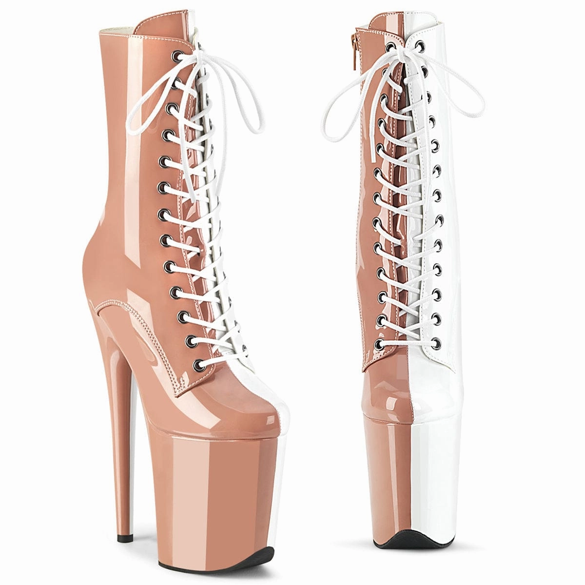 FLAMINGO-1040TT Blush-White Patent/Blush-White Leg Long Night Out