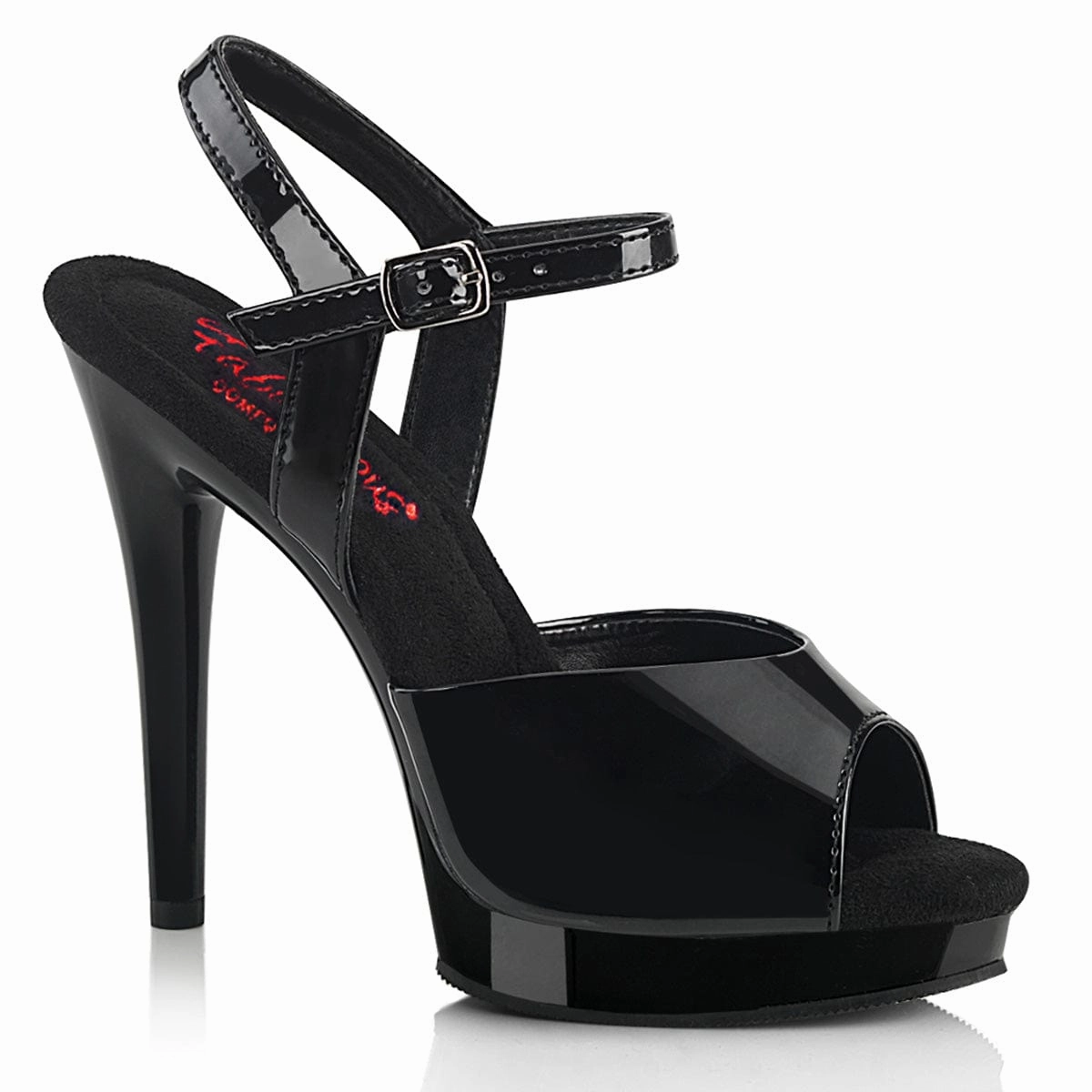 GLORY-509 Black Patent/Black Open Heel Sandals Wedding Footwear