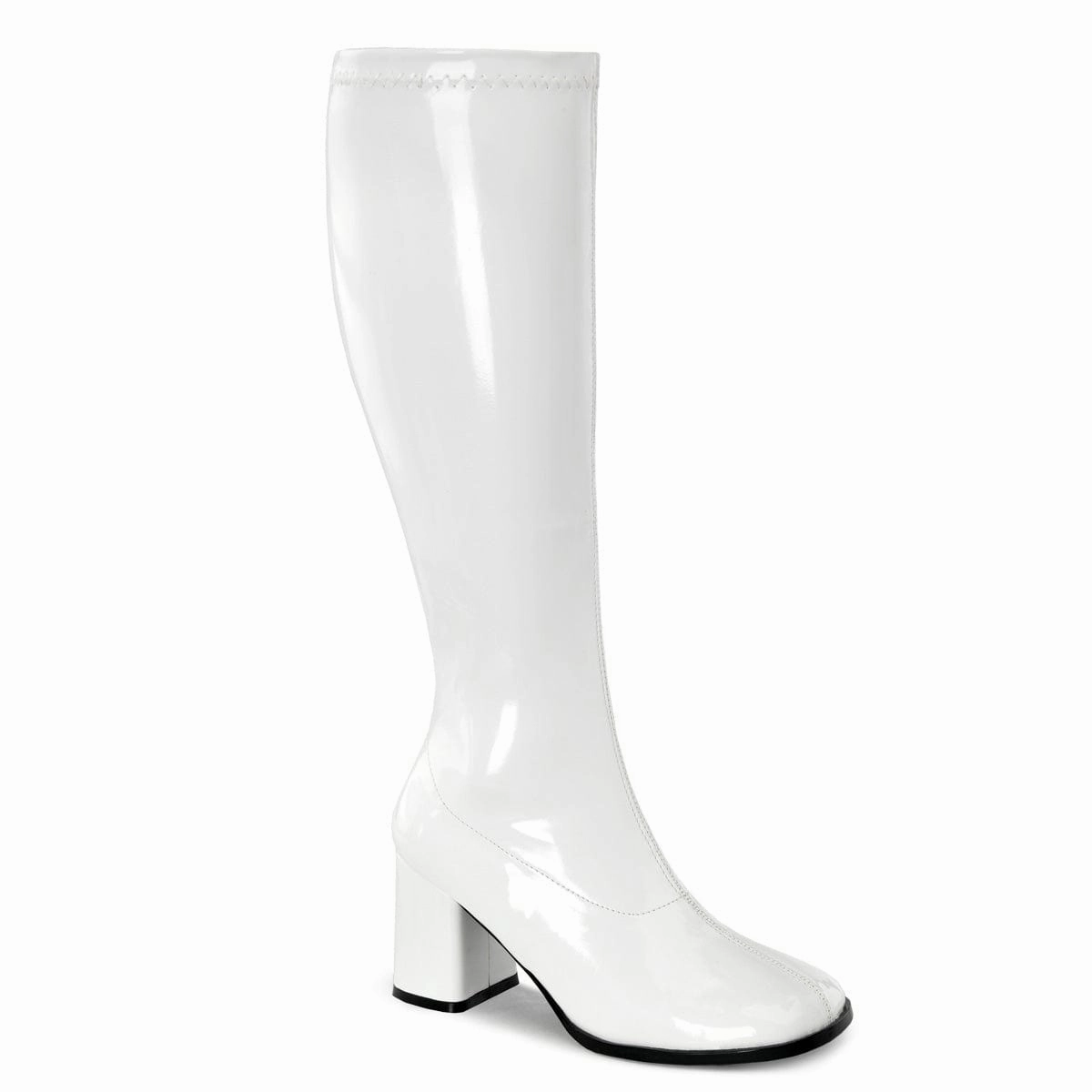 GOGO-300WC White Stretch Patent Elegant Boots