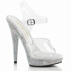 SULTRY-608DM Clear/Silver Multi Rhinestones Casual Platform Heels
