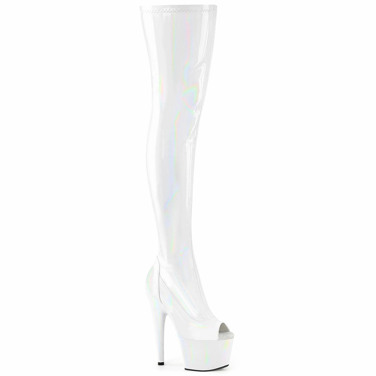 ADORE-3011HWR White Stretch Hologram/White Hologram Core Support Fitness Vibe