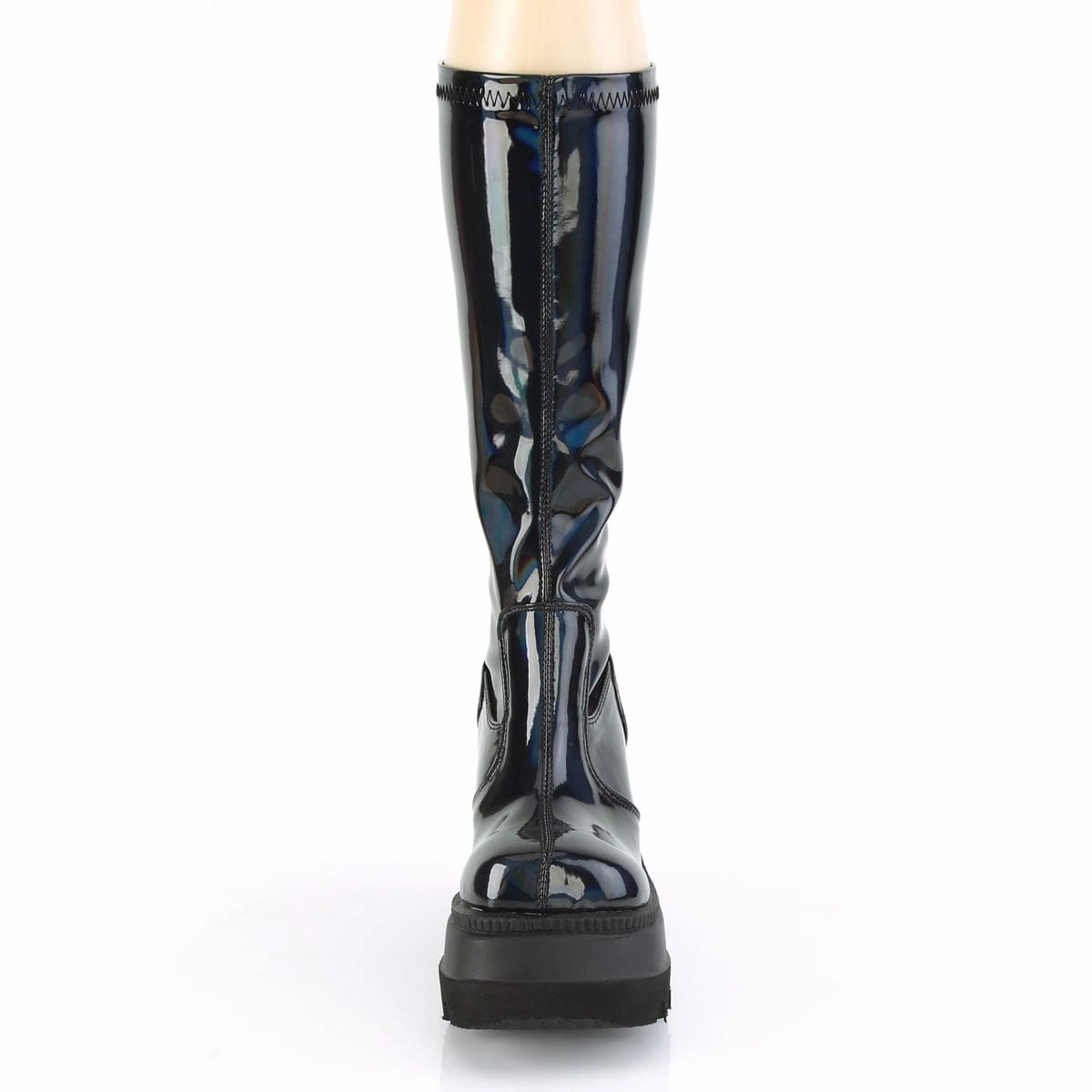 SHAKER-65 Stretch Black Patent Hologram Stone Glam