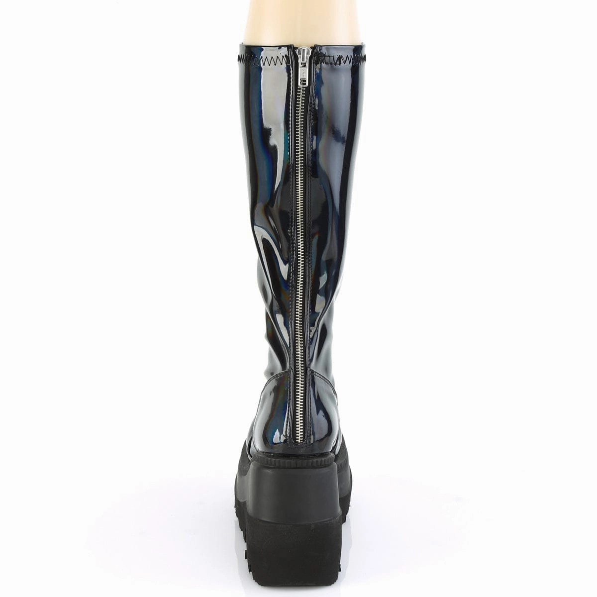 SHAKER-65 Stretch Black Patent Hologram Young Professional Lace-Up Style