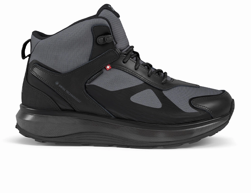 Wet Grip Strong Step Mens Wave Waterproof Wide-Fit Andes Black Grey Boots