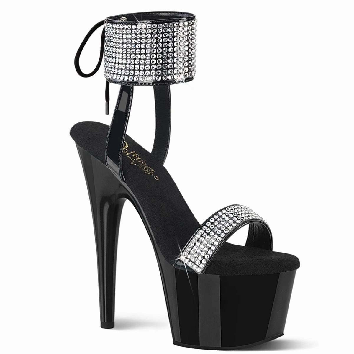 ADORE-770 Black Patent -Rhinestones/Black Ice Grip