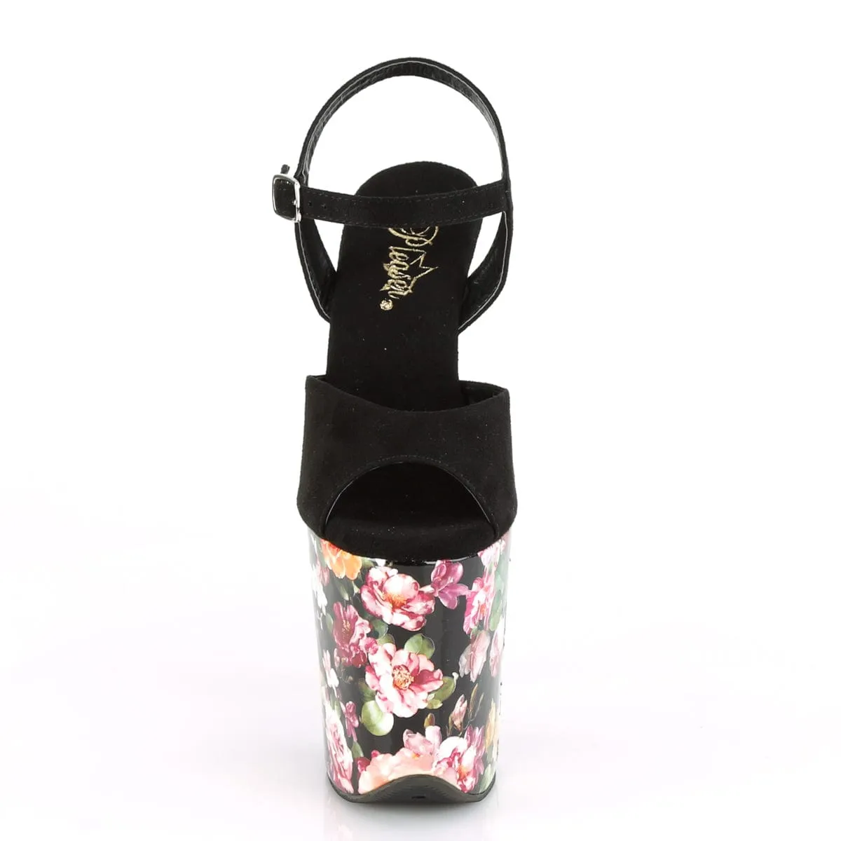 Practical Footwear FLAMINGO-809WR Black Faux Suede/Flower Print Wrapped