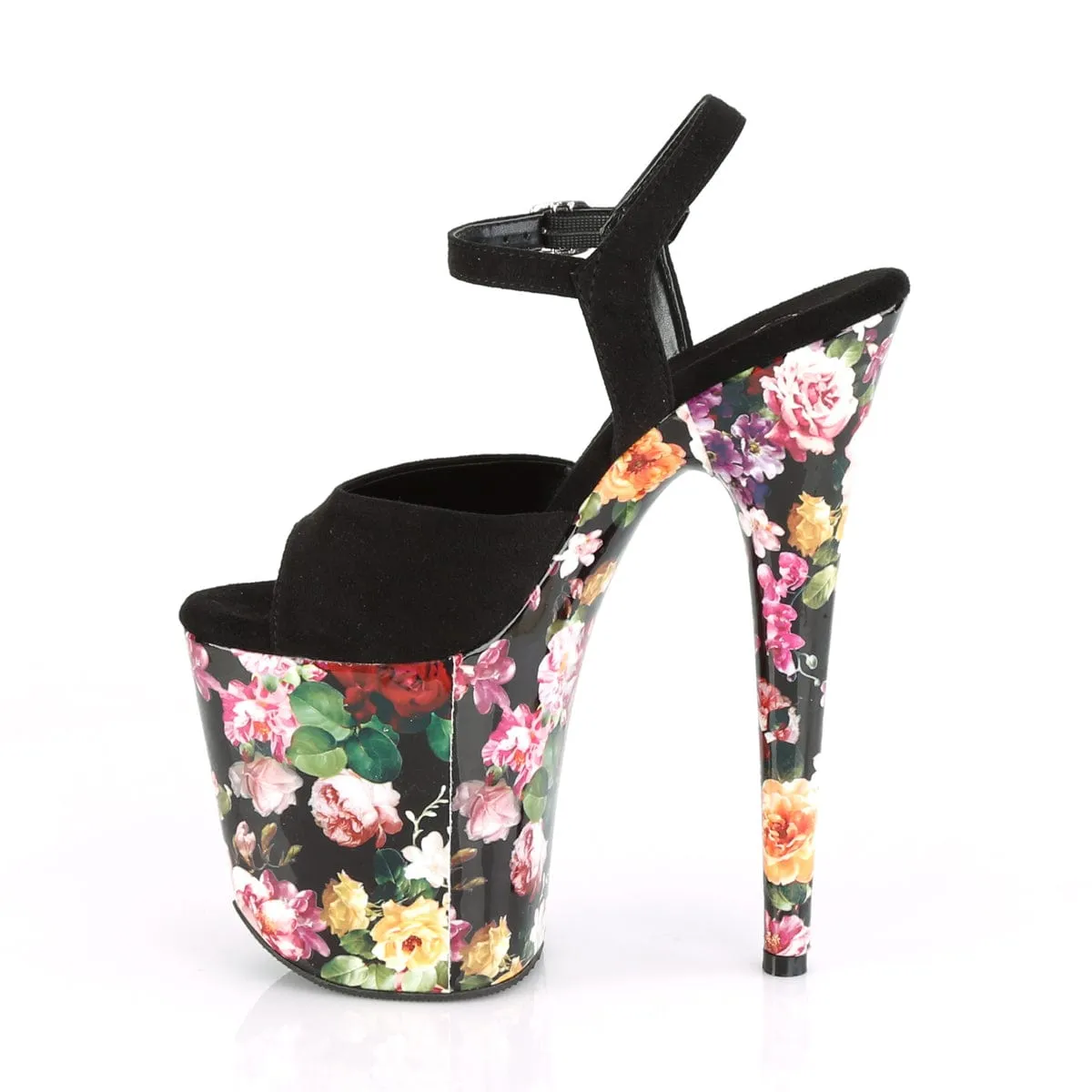 Casual Walk FLAMINGO-809WR Black Faux Suede/Flower Print Wrapped