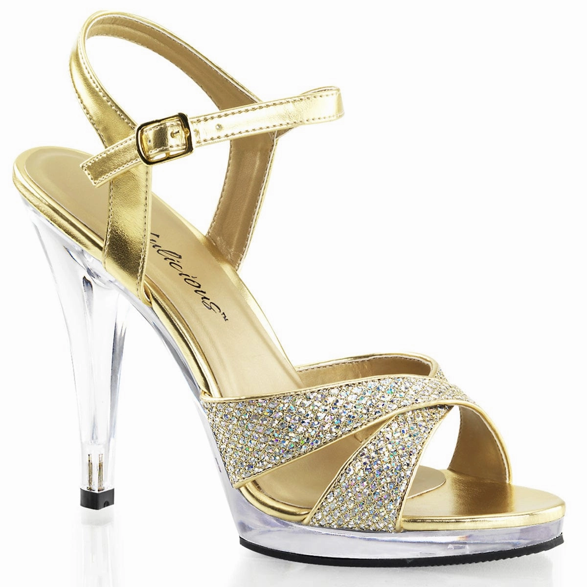 Pointed Toe Pumps FLAIR-419(G) Gold Multi Glitter/Clear