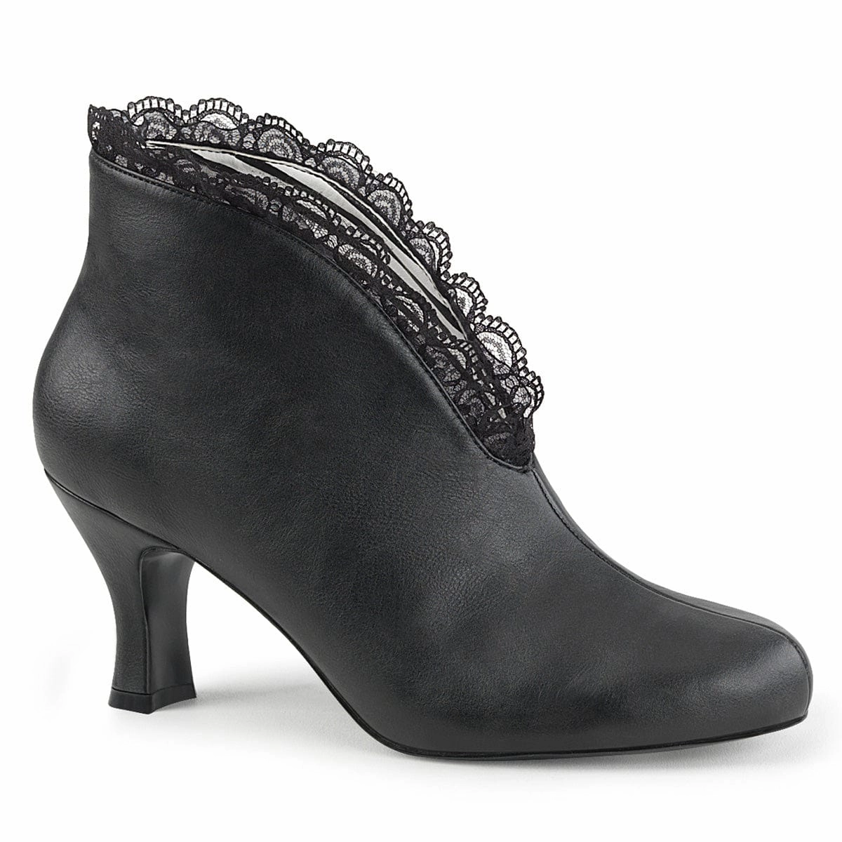 Anti-Slip Sole Indoor JENNA-105 Black Faux Leather-Lace