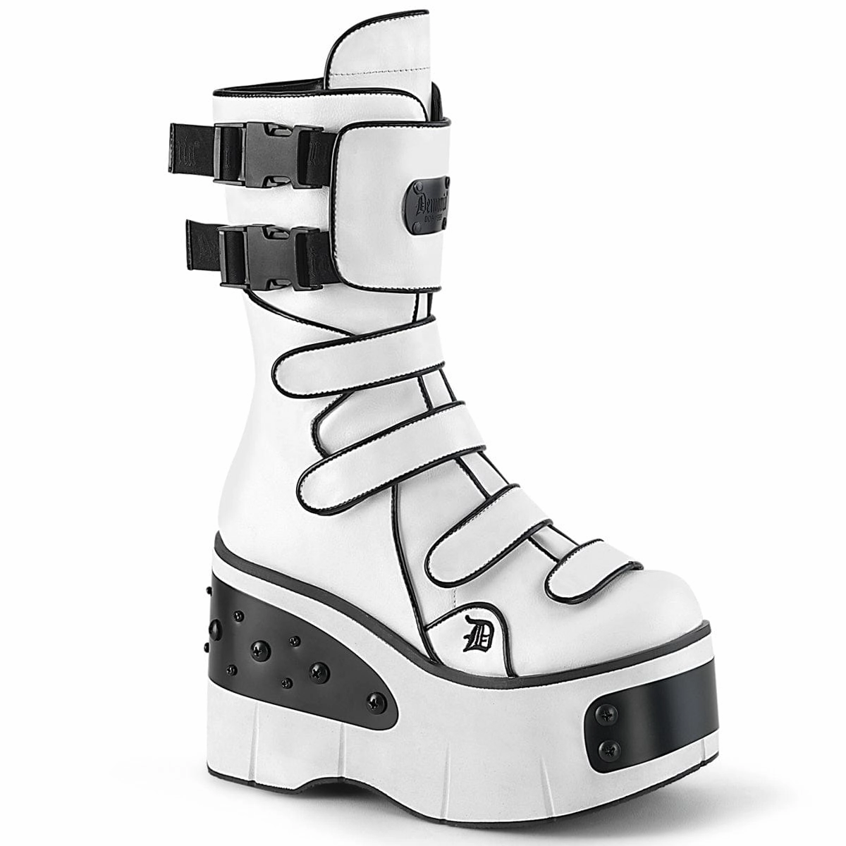 KERA-108 White Vegan Leather Strong Laces Padded Liner