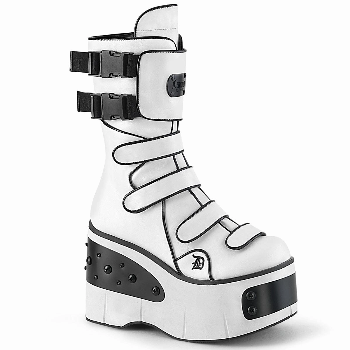 KERA-108 White Vegan Leather Wide Sole work mode