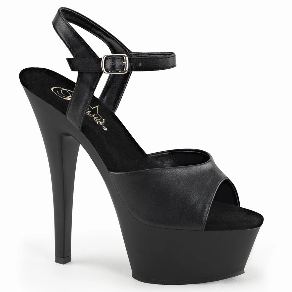 KISS-209 Black Faux Leather/Black Matte Slip-Resistant Sole