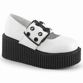 CREEPER-230 White Vegan Leather Frost Safe Narrow Fit