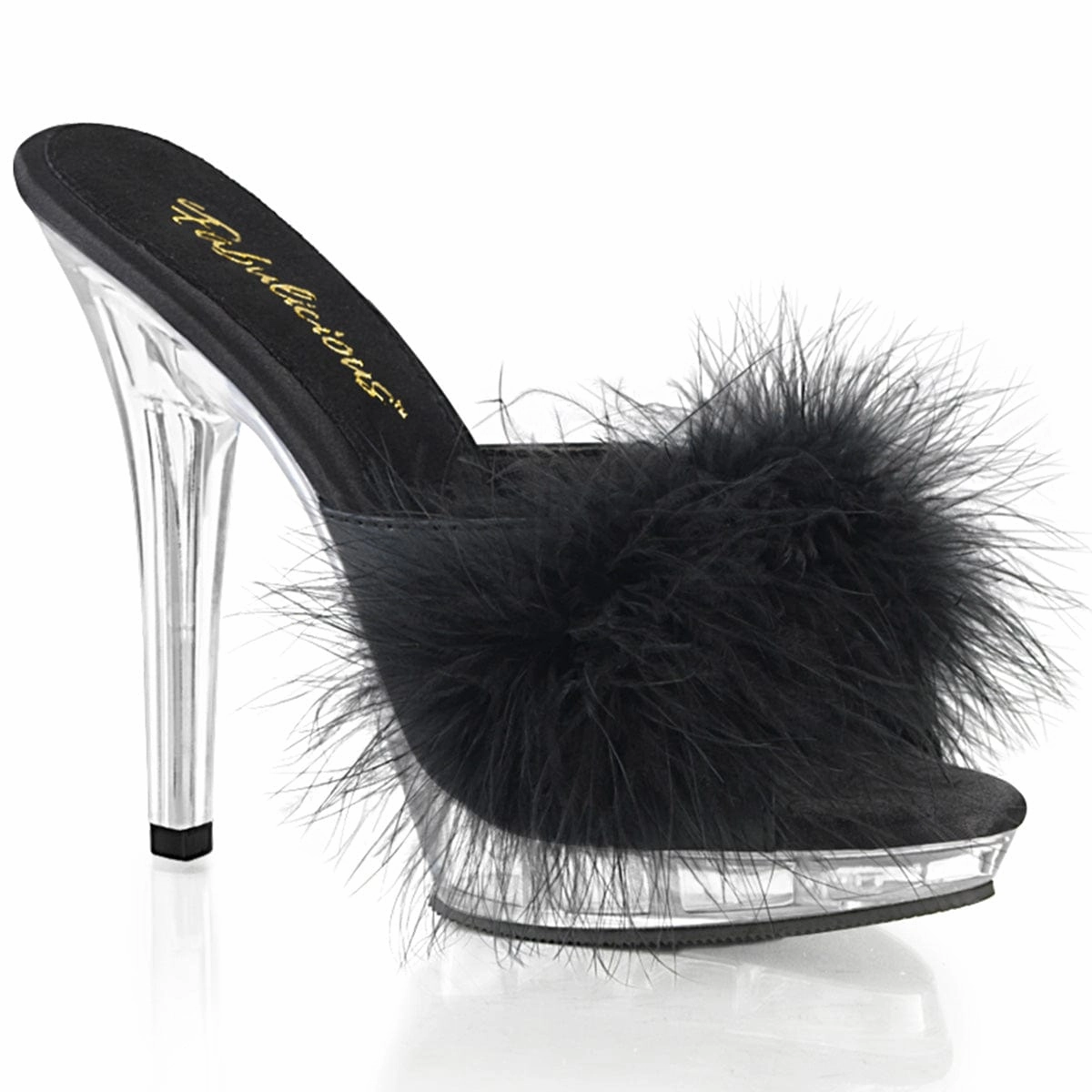 LIP-101-8 Black Satin-Fur/Clear Comfortable fit Chic Boots