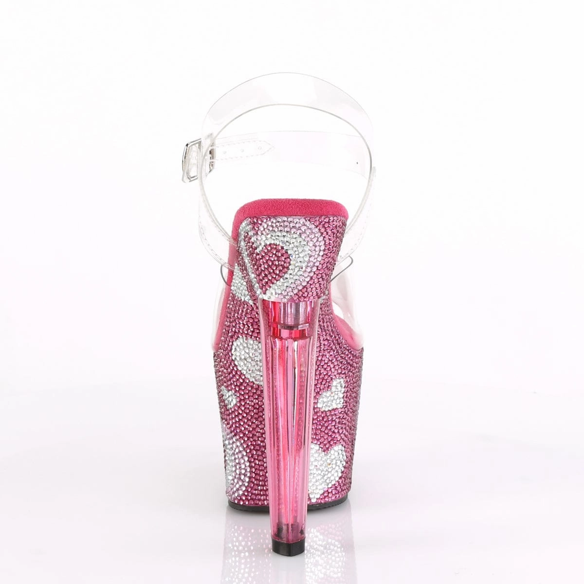 Retro LOVESICK-708HEART Clear/Hot Pink-White Rhinestones