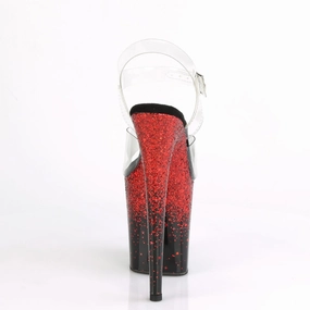 Stylish Open-toe Sandals Wide Strap FLAMINGO-808SS Clear/Black-Red Multi Glitter