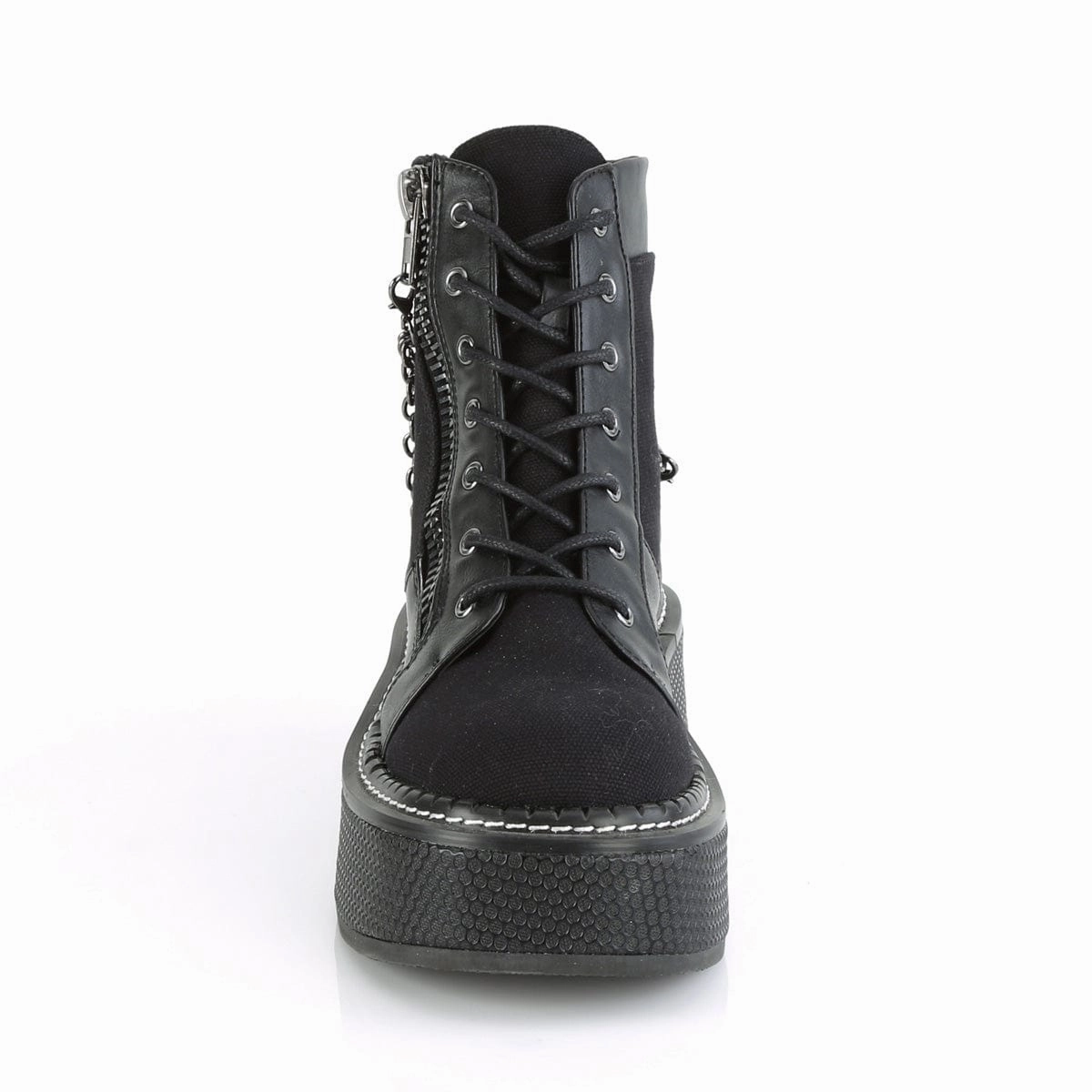 EMILY-114 Black Canvas-Vegan Leather Urban Comfort Active Use