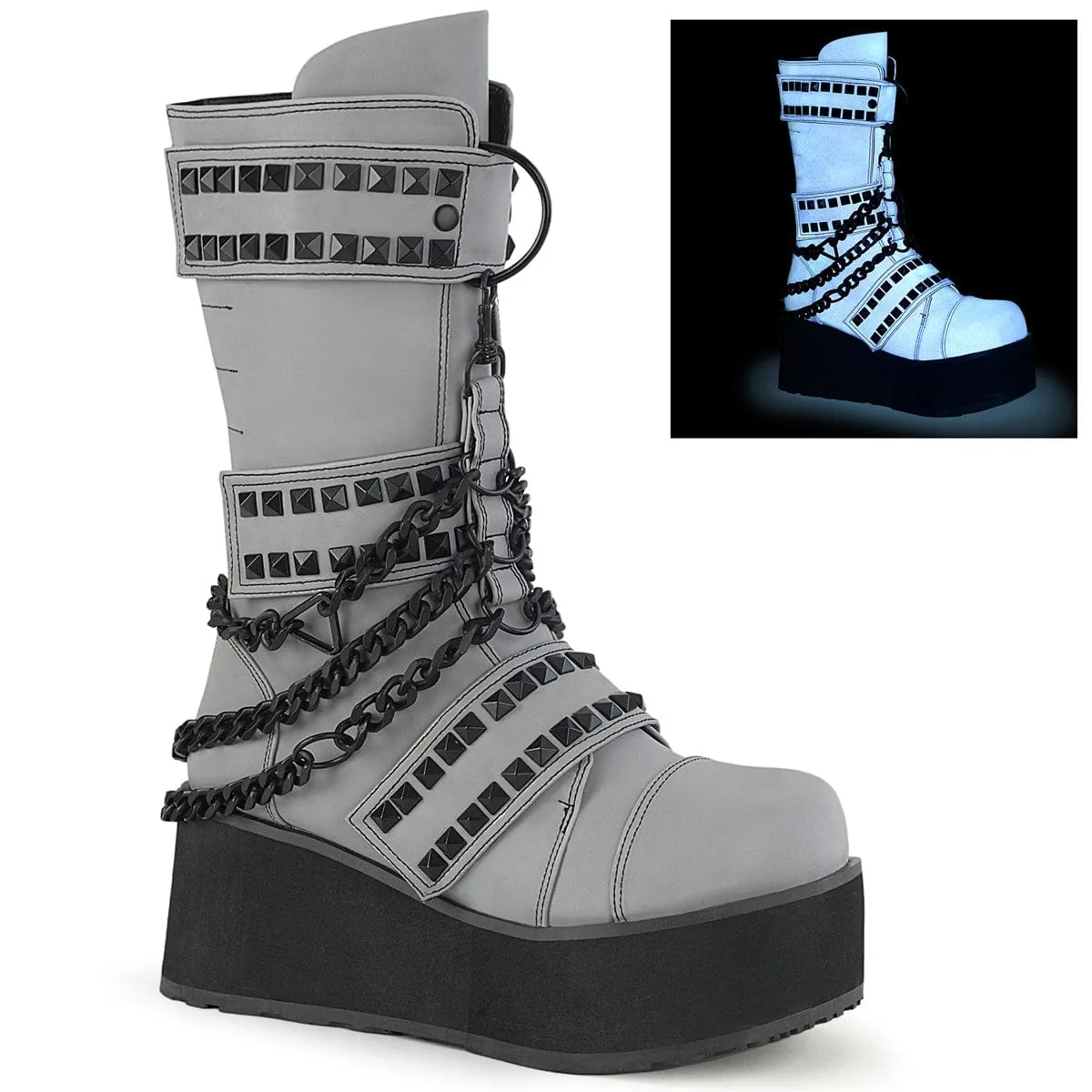 TRASHVILLE-138 Grey Multi Reflective Vegan Leather Grace Walk