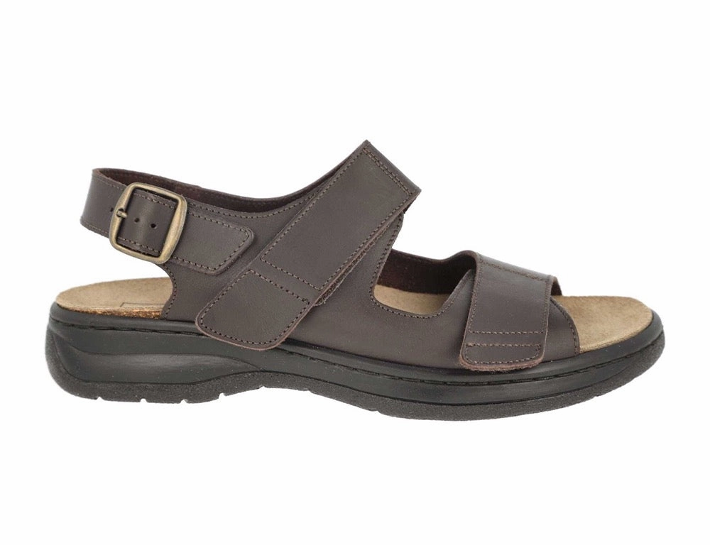 Mens Wide Fit Adjustable Alfie Brown Sandals Foam Base