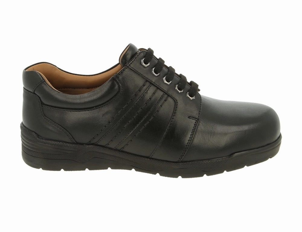 Ventilated Design Mens Leather Derek Black Shoes