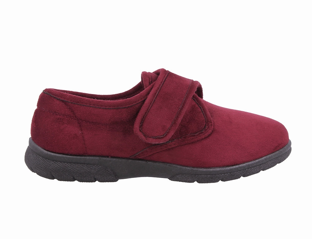 Mens Wide Fit Daniel Burgundy Slippers Brave Walk