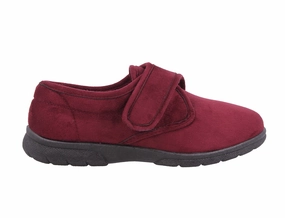 Mens Wide Fit Daniel Burgundy Slippers Brave Walk