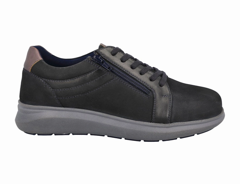 Wool Warm Comfort Wedge Mens Wide Fit Zip Orion Dark Navy Trainers