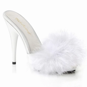 High Heel Formal Footwear POISE-501F White Satin-Marabou Fur/White