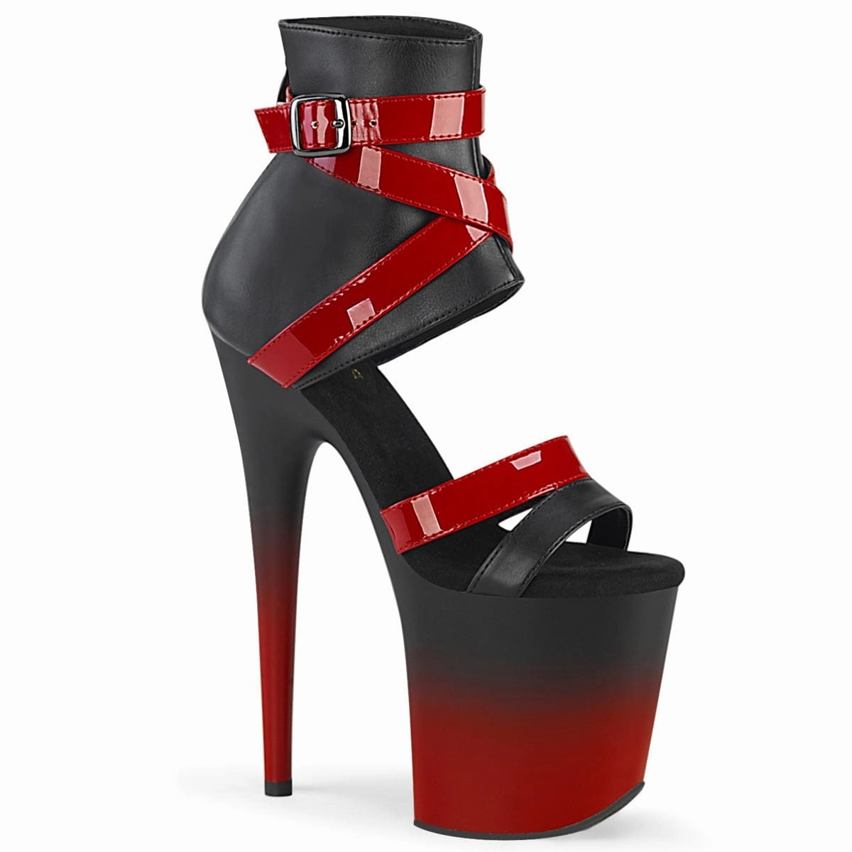 Transitional Look FLAMINGO-800-15 Black Faux Leather-Red Patent/Black-Red Matte