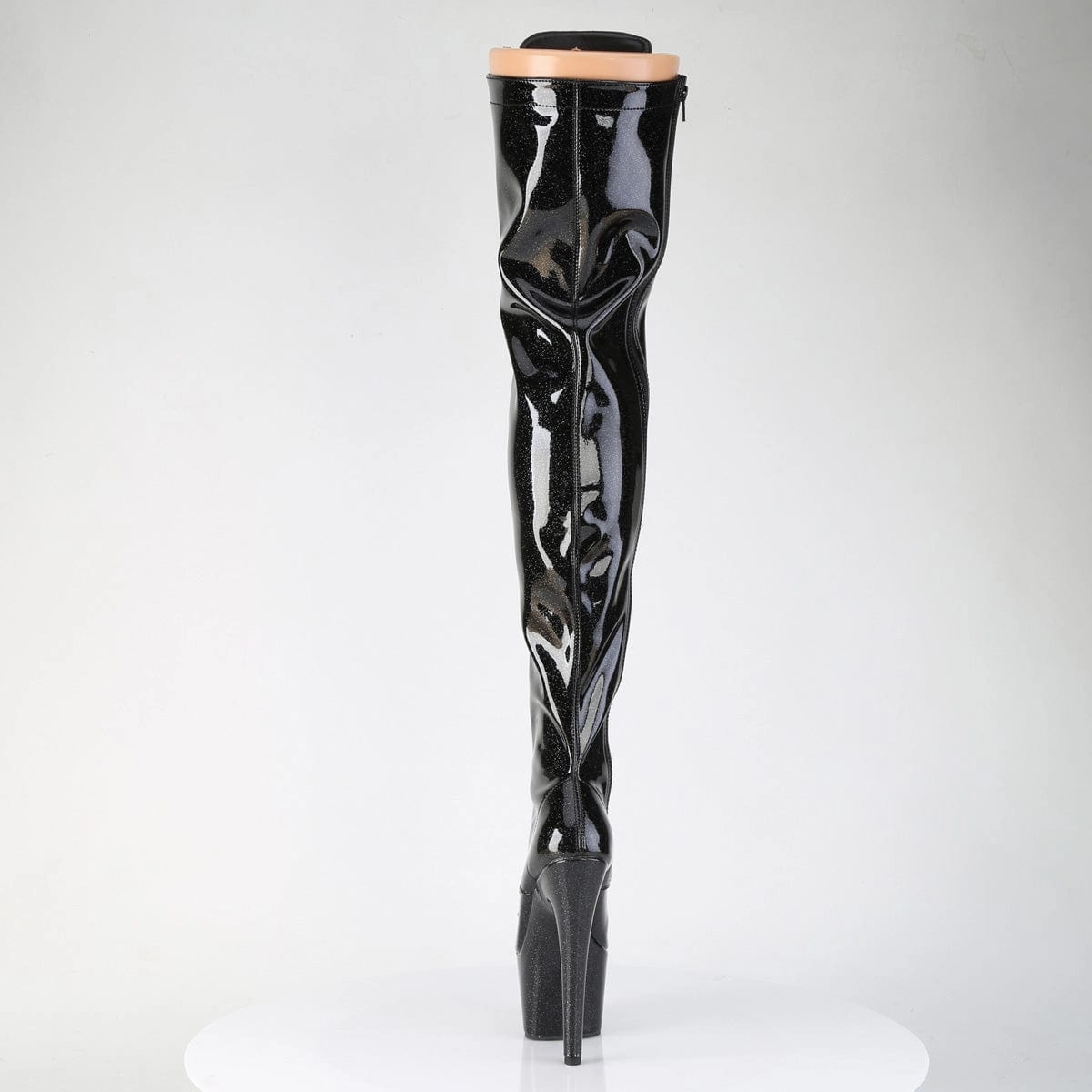 Business Meeting ADORE-3020GP Black Glitter Pat Thigh Boots