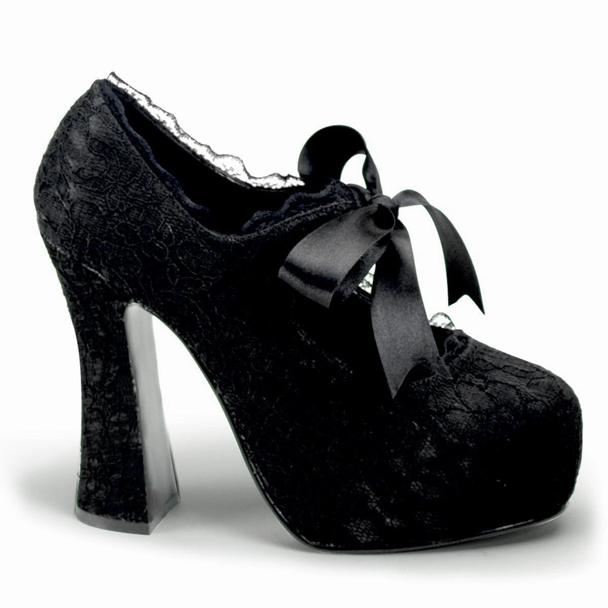 DEMON-11 Black Satin-Black Lace Action Ready