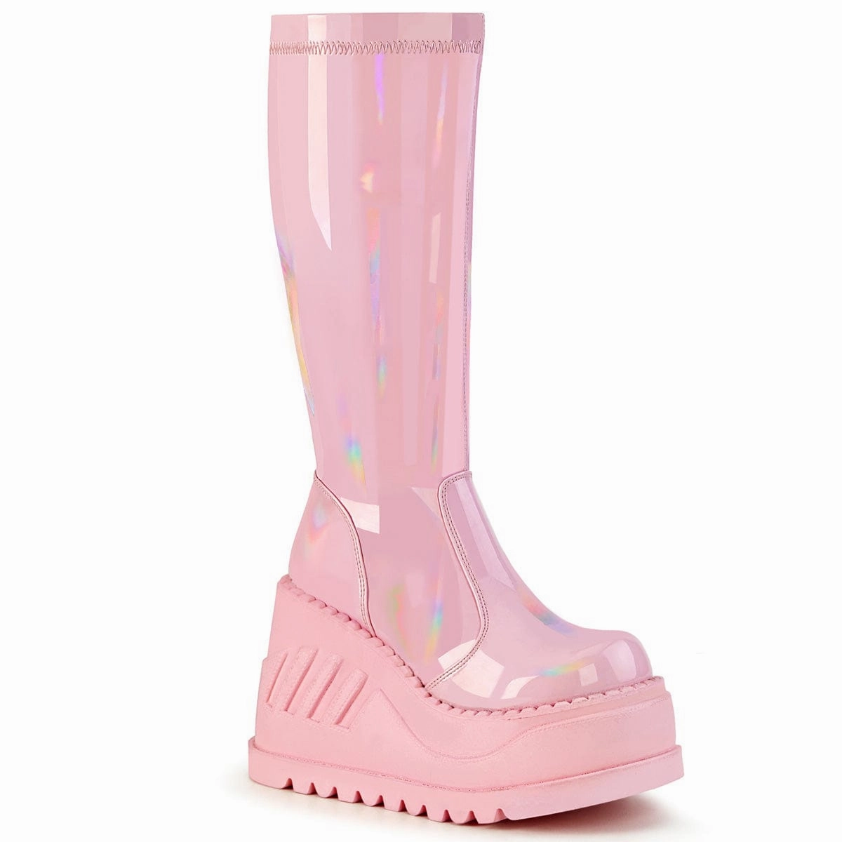 Pure White STOMP-200 Baby Pink Hologram Stretch Patent