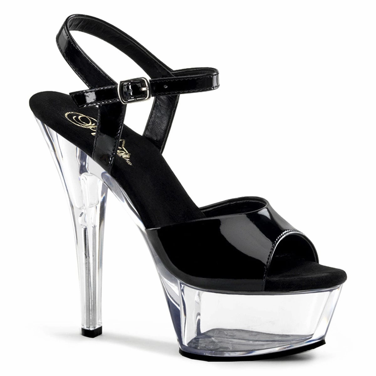 KISS-209 Black Patent/Clear Fashion Edge Cutout