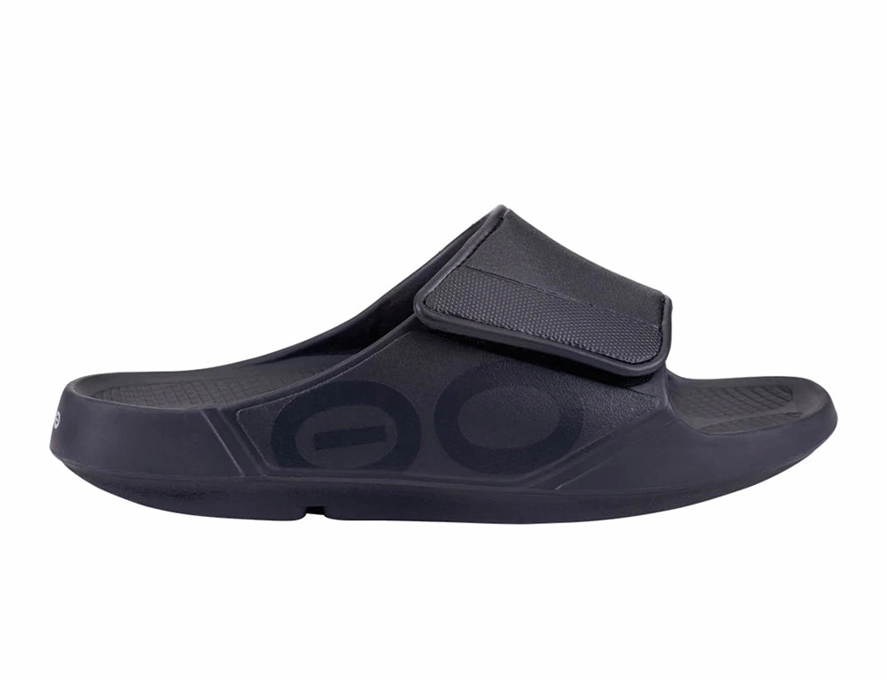 Comfort Stand Retro Mood OOfos OOahh Sport Flex Matt Black Recovery Slides