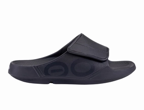Comfort Stand Retro Mood OOfos OOahh Sport Flex Matt Black Recovery Slides