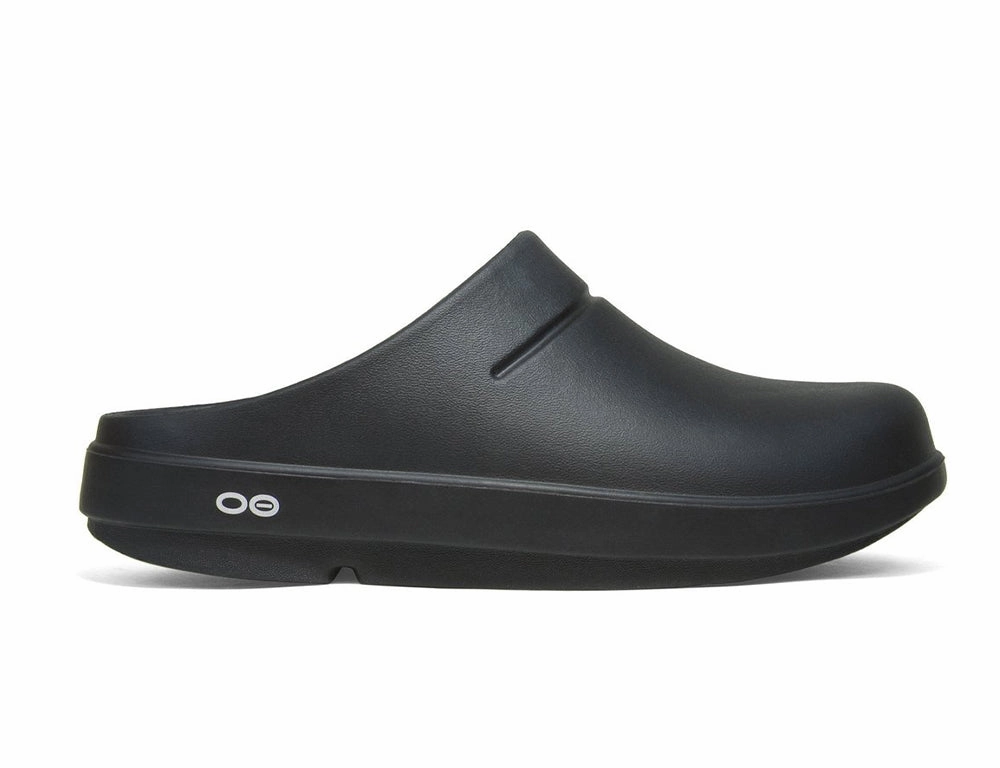 Dark Edge Zen Step OOfos OOcloog Black Recovery Clog