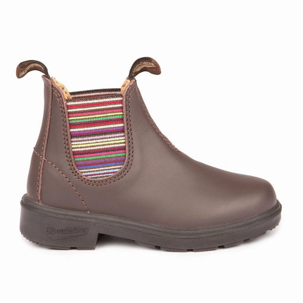 Premium Quality Sleek Profile BLUNDSTONE 1413- Kid Brown Striped Elastic
