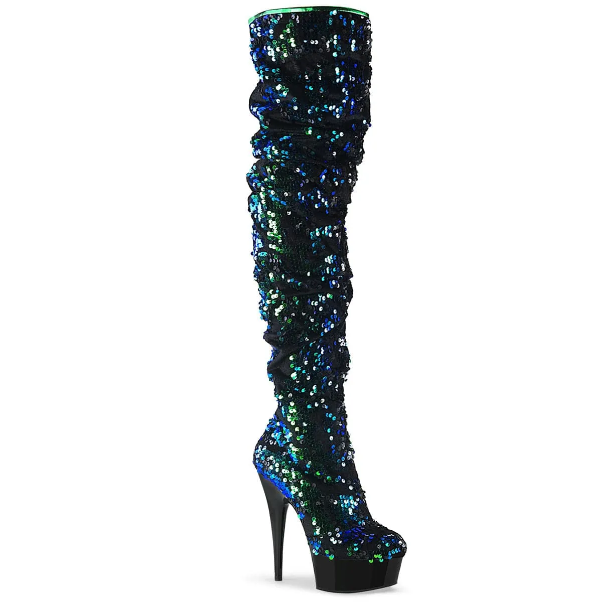 Urban Edge DELIGHT-3004 Green Iridescent Sequins/Black