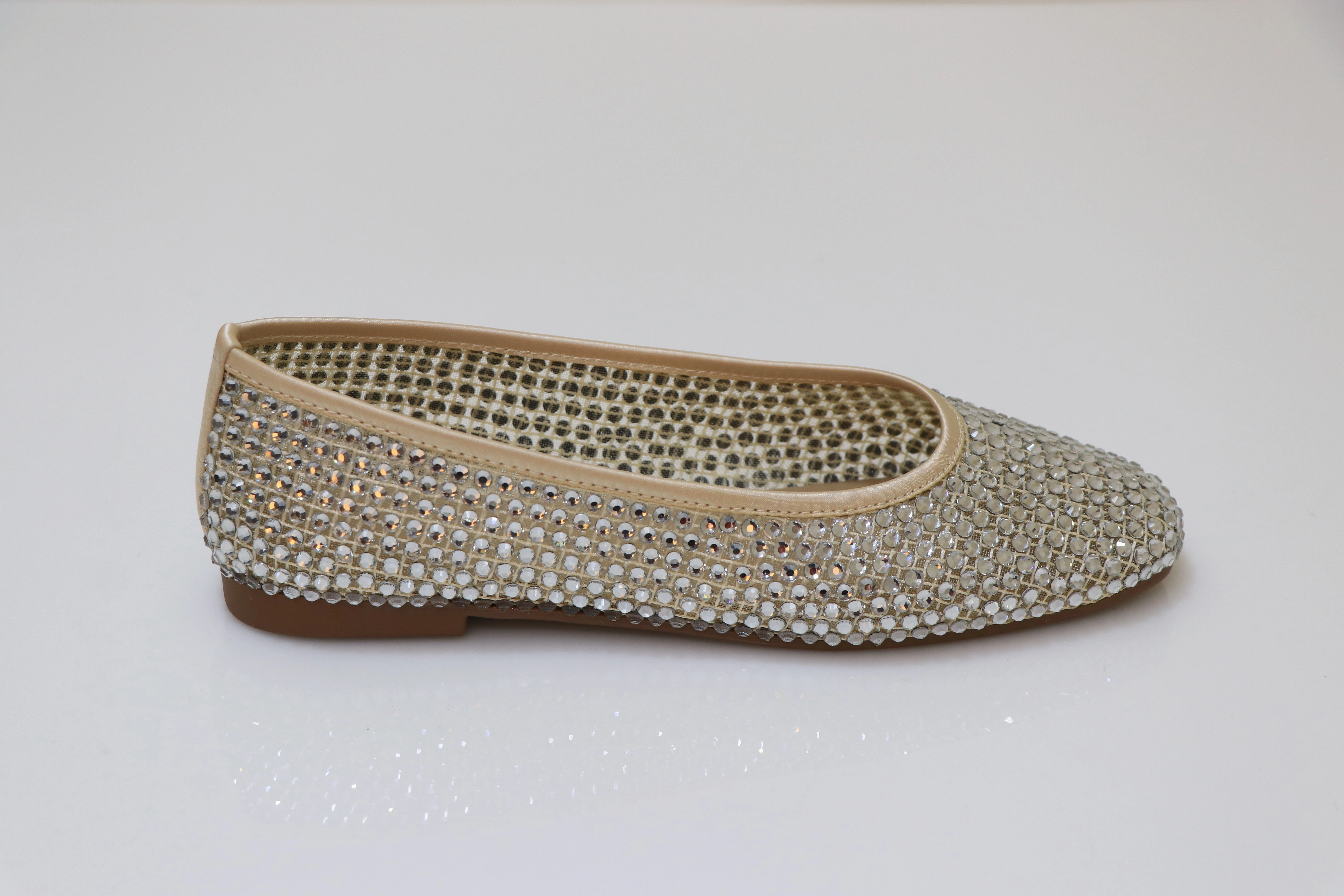 PINO VERDE Strass Studded Ballerinas Leather Upper Toe box
