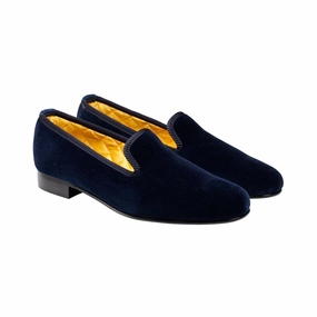 Plain Albert Navy Velvet (Womens) Low Maintenance Toe Cap