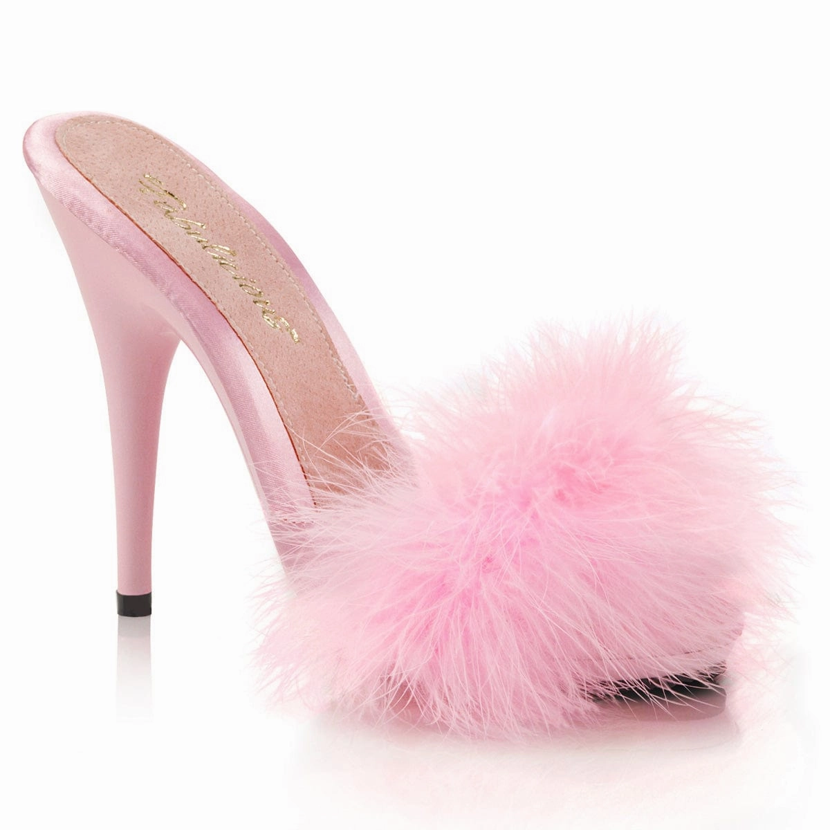 Padded Tongue Skin Soft POISE-501F Baby Pink Satin-Marabou Fur/Baby Pink