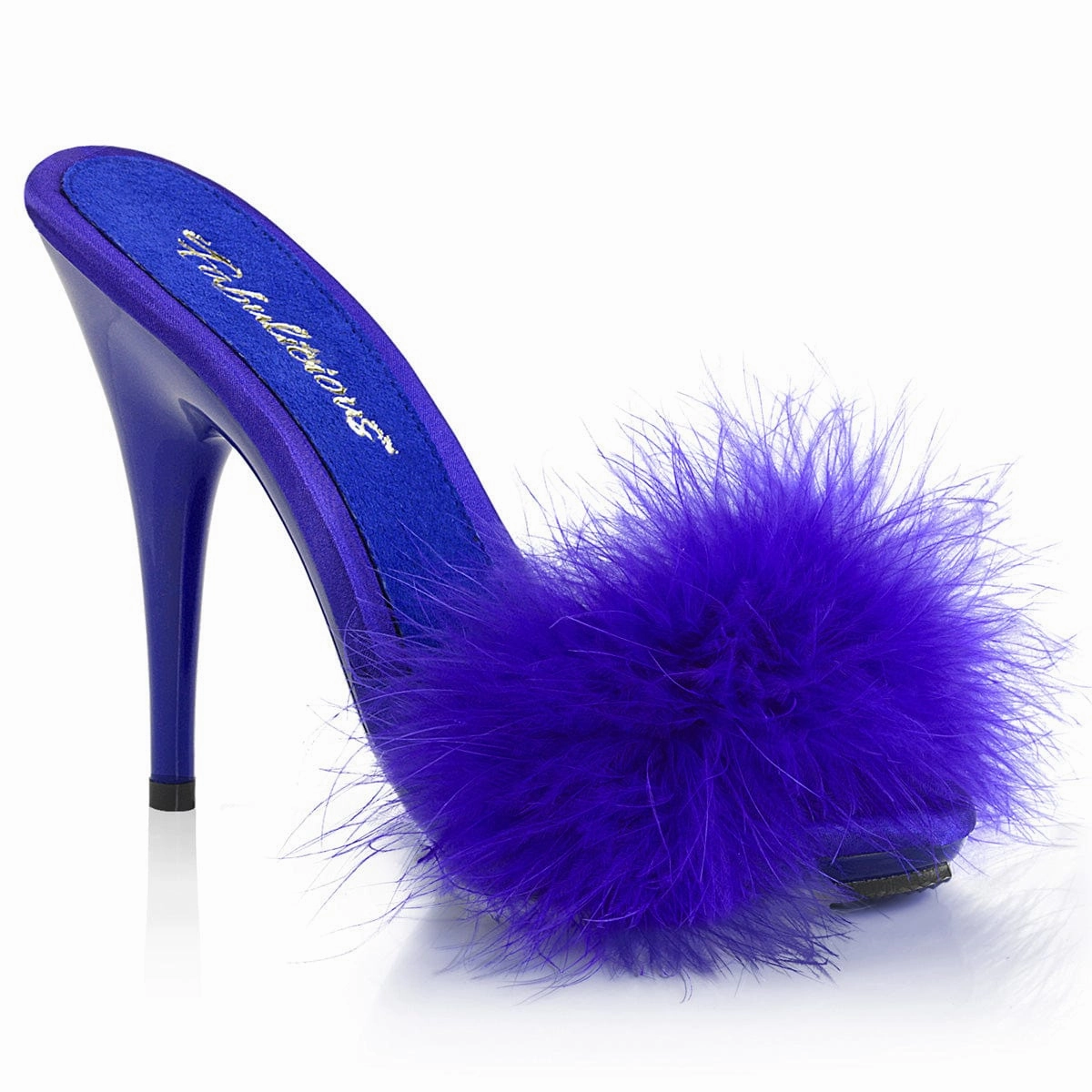 POISE-501F Blue Satin-Marabou Fur/Blue Korean Trend Spring Jump