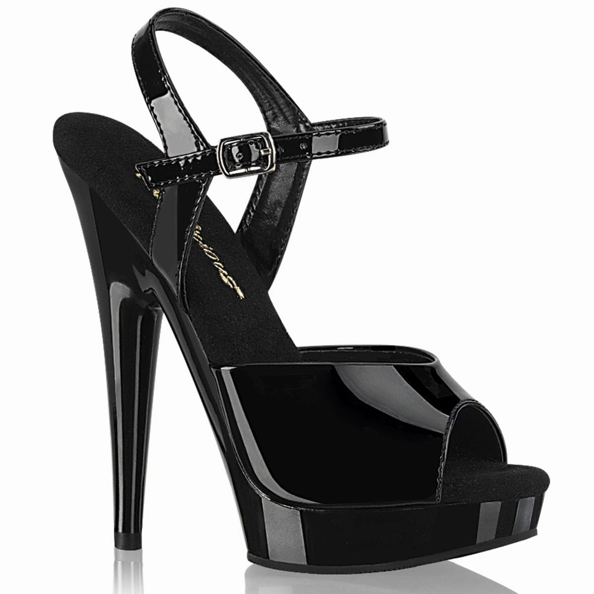 SULTRY-609 Black Patent/Black Adjustable Strap Practical And Stylish Footwear