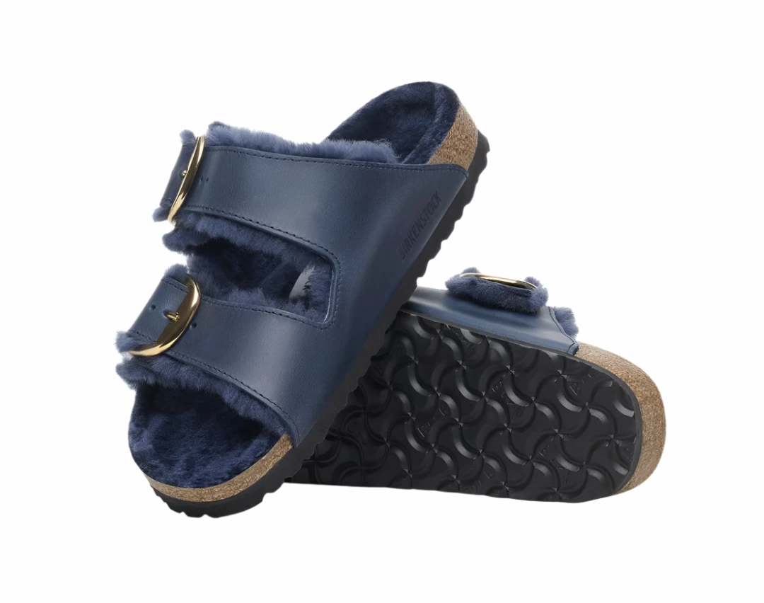 Easygoing Sandals ARIZONA BIG BUCKLE SHEARLING MIDNIGHT BLUE