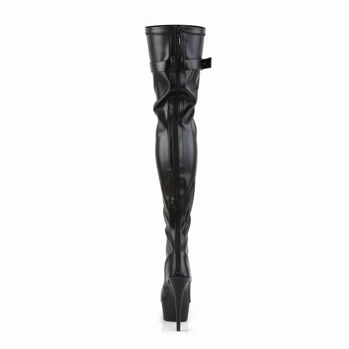 DELIGHT-3025 Black Stretch Faux Leather/Black Matte High Grip
